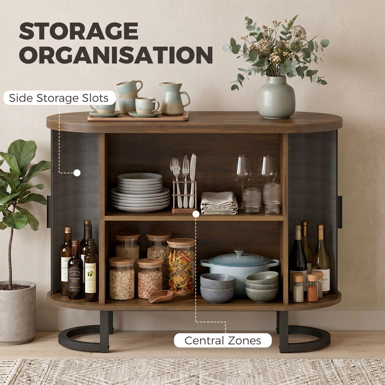 Sideboard Buffet Cabinet with Curved Tambour Doors