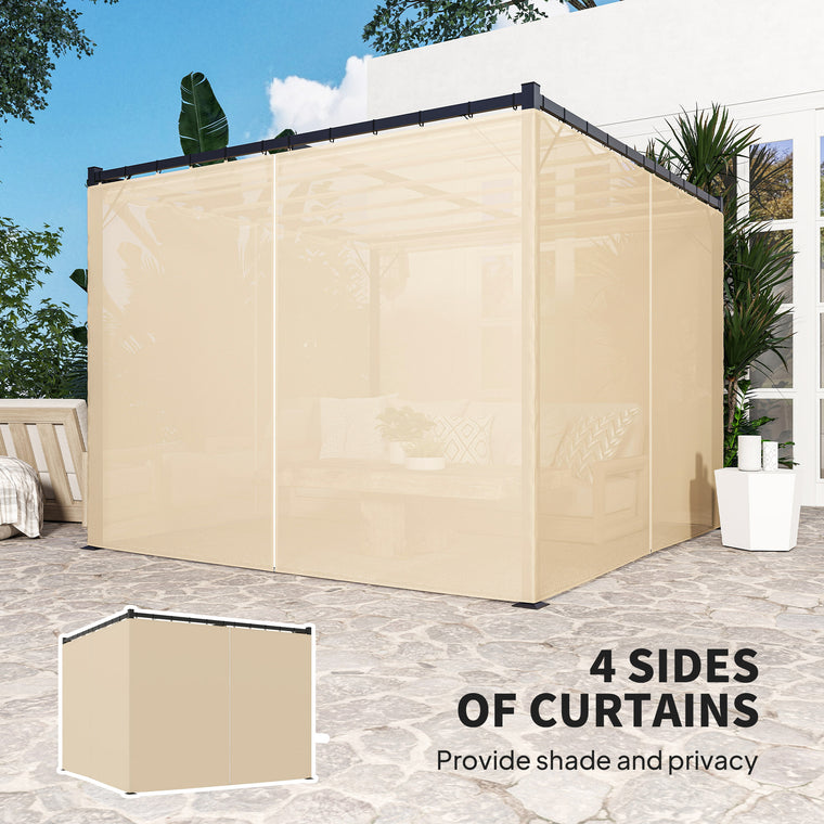 10' x 10' Beige Retractable Pergola with Sidewalls