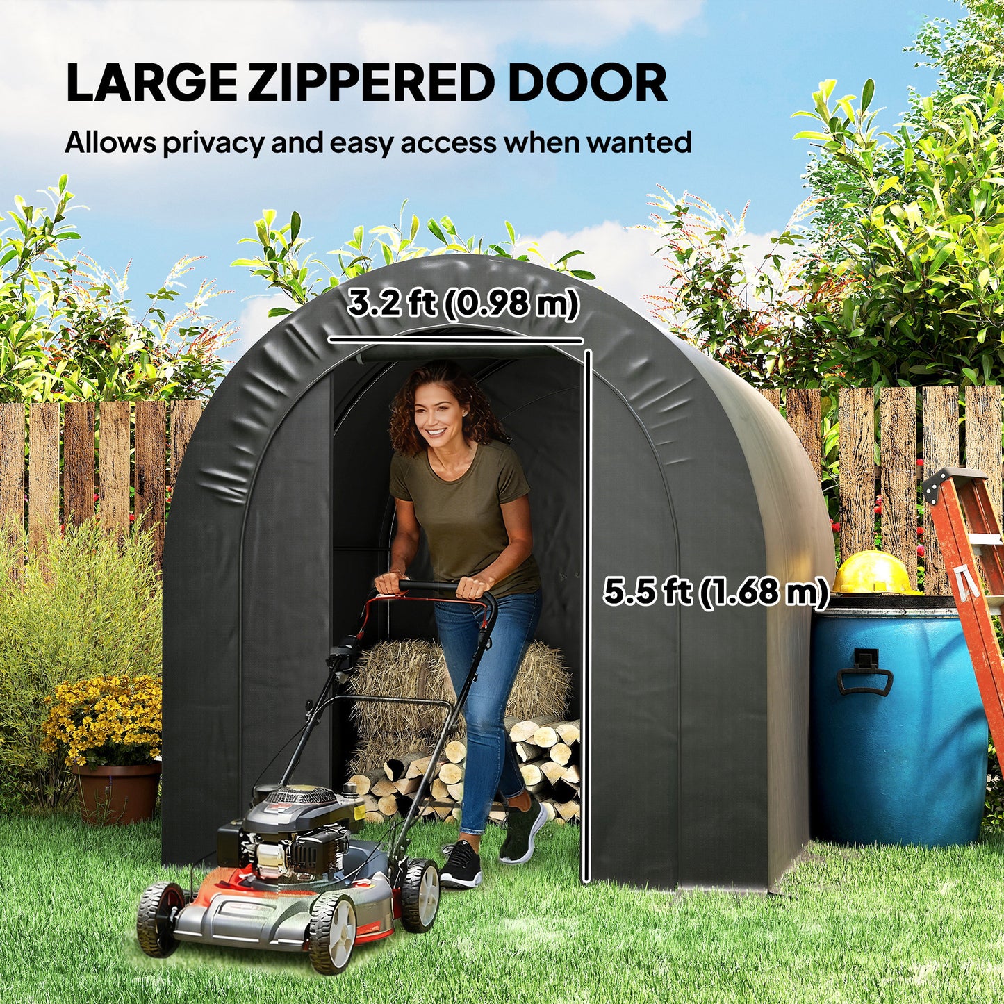 Outdoor Storage Shed, Heavy Duty Galvanized Steel Portable Shed for Bike, Motorcycle, Garden Tools, Black