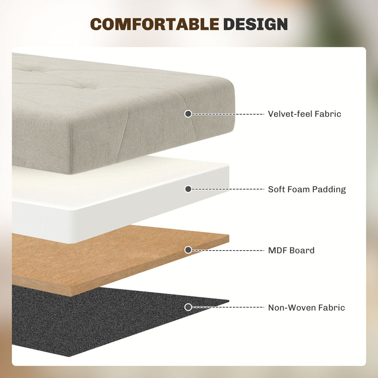 Foldable Velvet Storage Ottoman with Wood Legs