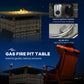 Outdoor PE Rattan Propane Fire Pit Table, 50,000 BTU Pulse-Ignition Wicker Fire Table, Mixed Grey