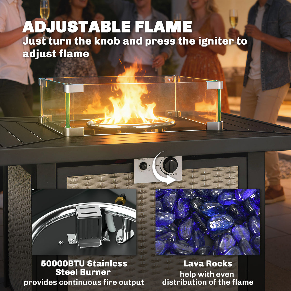 32" CSA-Certified Propane Fire Pit Table with Lid