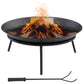 Fire Pit with Poker, Garden Fire Brazier Patio Heater Log Wood Burner for Outdoor Camping Bonfire, Black