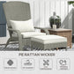 Wicker Adirondack Chair with Ottoman, Patio Cushioned Muskoka Chair, Outdoor Fire Pit Chair with High-back and Armrests, for Deck, Garden, Backyard, Grey/Cream White