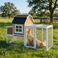 71" Chicken Coop for 3 Chickens, Wooden Hen House with Run, Removable Tray, Nesting Box, Waterproof Asphalt Roof