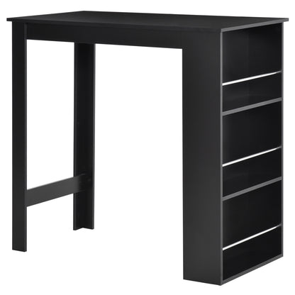 Counter Height Bar Table with 3 Storage Shelves - Black