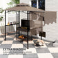 8' x 5' Grill Gazebo, Double Tiered Barbecue Grill Gazebo Shelter with Side Awning, 2 Side Shelves, 6 Hooks, Khaki