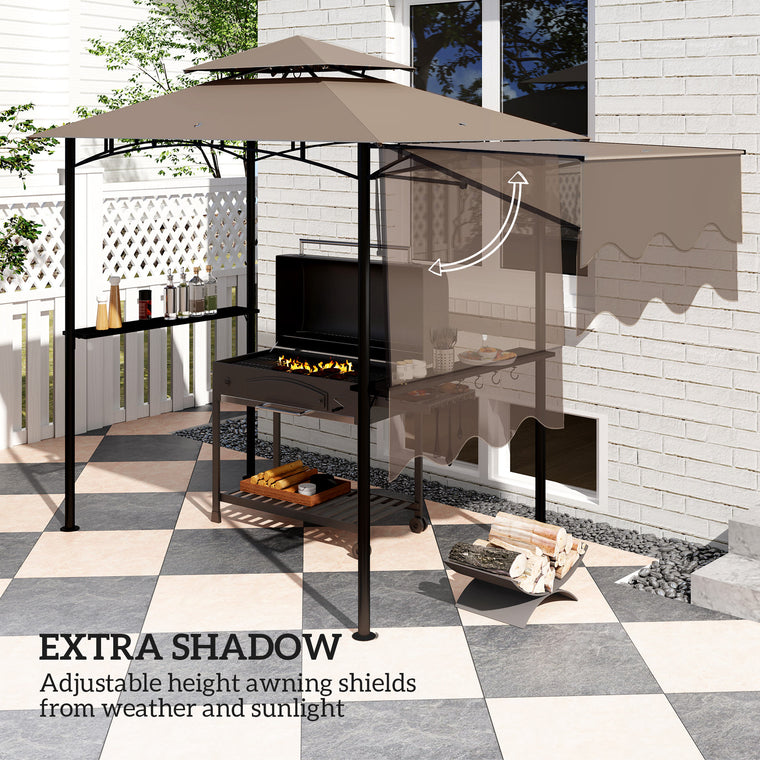 8' x 5' Khaki Grill Gazebo with Side Awning & Shelves
