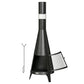 Wood Burning Firepit with Chimney, Outdoor Fire Pit with Poker, Mesh Screen, Black