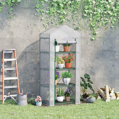 28" x 20" x 63" White Portable Greenhouse with 4 Shelves