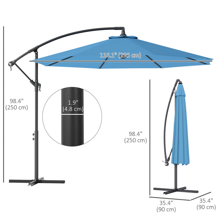 10' Blue Deluxe Banana Offset Umbrella with Crank