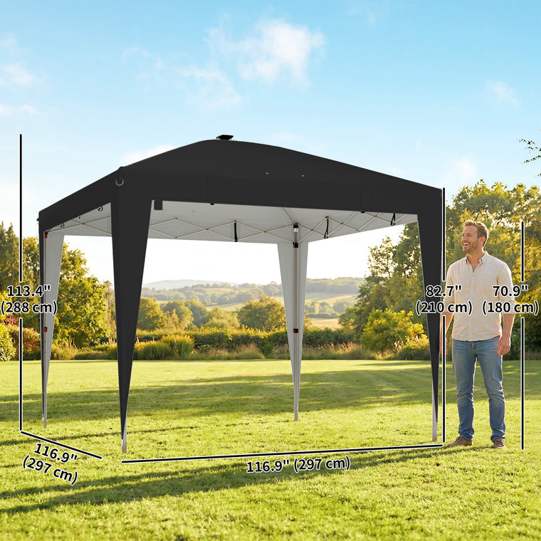 10' x 10' Black Pop-Up Canopy Tent with Light & Remote