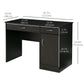 Computer Desk with Storage Drawers, Study Writing Table with Cabinet Adjustable Shelf for Home Office Workstation Bedroom, Black