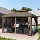 10' x 12' Hardtop Gazebo Canopy with Double Roof, Netting and Curtains for Garden, Backyard, Deck, Coffee