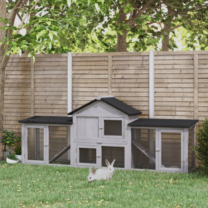Large Wood Rabbit Hutch with Double Runs & Slide-Out Tray