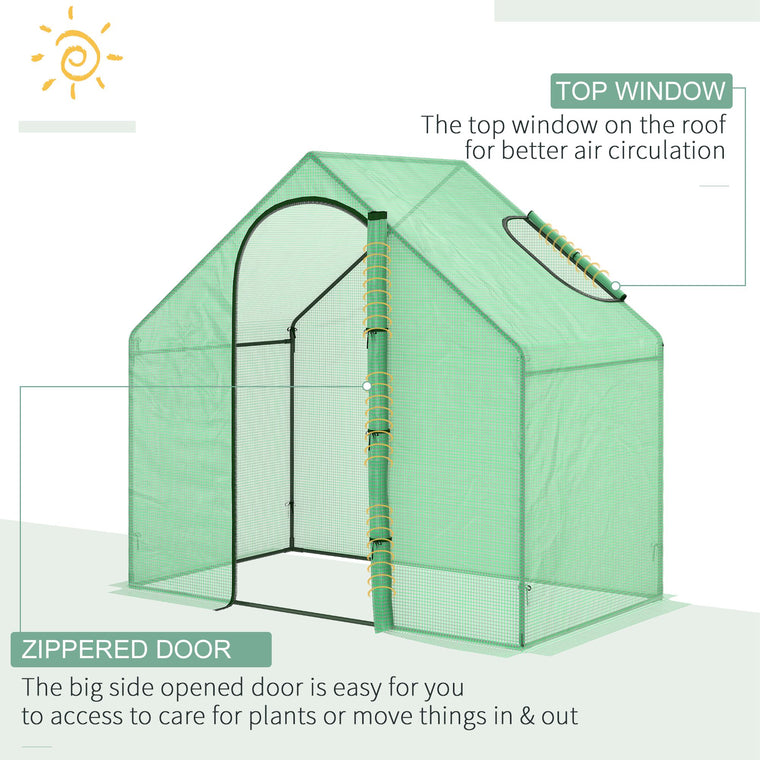 6' x 3.3' x 5.5' Walk-In Greenhouse with Door & Top Window