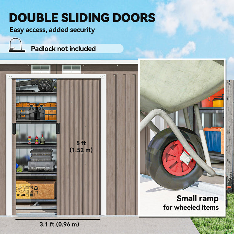 9' x 4' Metal Garden Shed with Foundation Kit and Ventilation