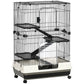 45"H Black 4-Level Guinea Pig Cage with Wheels & Ramp