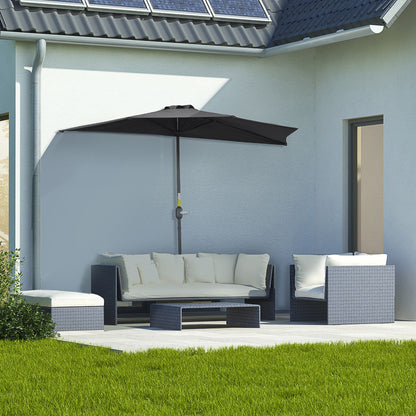 9ft Black Half Round Umbrella with 5 Ribs