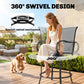 Outdoor Bar Stools Set of 2, 360° Swivel Bar Height Chairs, 26.8" x 29.5" x 48.4", Grey