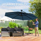 11.3 ft Cantilever Patio Umbrella with Light, Cover, Aluminium UPF50+ Offset Outdoor Umbrella Parasol, Navy Blue