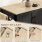 Kitchen Island with Drop Leaf, Rolling Kitchen Cart with Power Outlet, Cabinet, 3 Drawers, Spice Rack, Towel Bar, Black