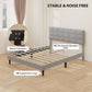 Queen Size Bed Frame with Upholstered Headboard, Modern Platform Bed Frame with Wood Slats, 1100 lbs Capacity, Grey