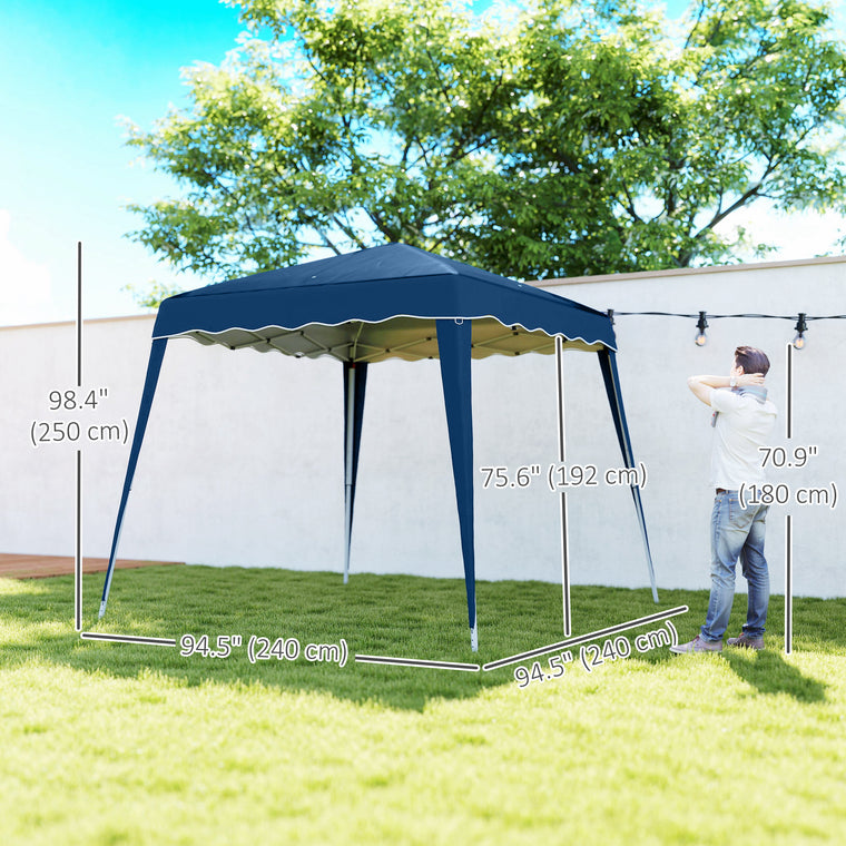 8' x 8' Blue Foldable Pop-Up Canopy Tent with Carrying Bag