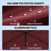6.5' x 4' Wine Red Aluminum Rectangle Patio Umbrella