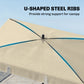 6.5x4ft Rectangle Patio Umbrella Aluminum Tilt Adjustable Garden Parasol Sun Shade Outdoor Canopy Beige