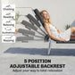Folding Lounge Chair Outdoor, Tanning Chair with Face Hole Arm Slots, Beach Chaise Lounger with Pillow, 5-Position Adjustable Portable Sun Lounger Bed for Pool, Black