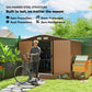 9.1 x 6.4 x 6.3 ft Garden Metal Storage Shed with Floor Foundation, Durable Outdoor Tool Storage House with Double Doors, Weather-Resistant, Dark Grey Yellow