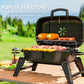 Charcoal BBQ Grill, Foldable Barbecue Grill with Warming Rack, Adjustable Vent, Thermometer, Handles, Black