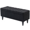 Tufted Storage Bench, Linen End of Bed - Black