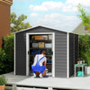 8' x 7' Outdoor Storage Shed, Easy to Assemble, Upgraded Galvanized Metal Garden Shed with Lockable Doors, Floor Frame and Gloves for Backyard, Lawn, Patio, Dark Grey