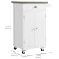 Small Kitchen Island Cart with Stainless Steel Top - White