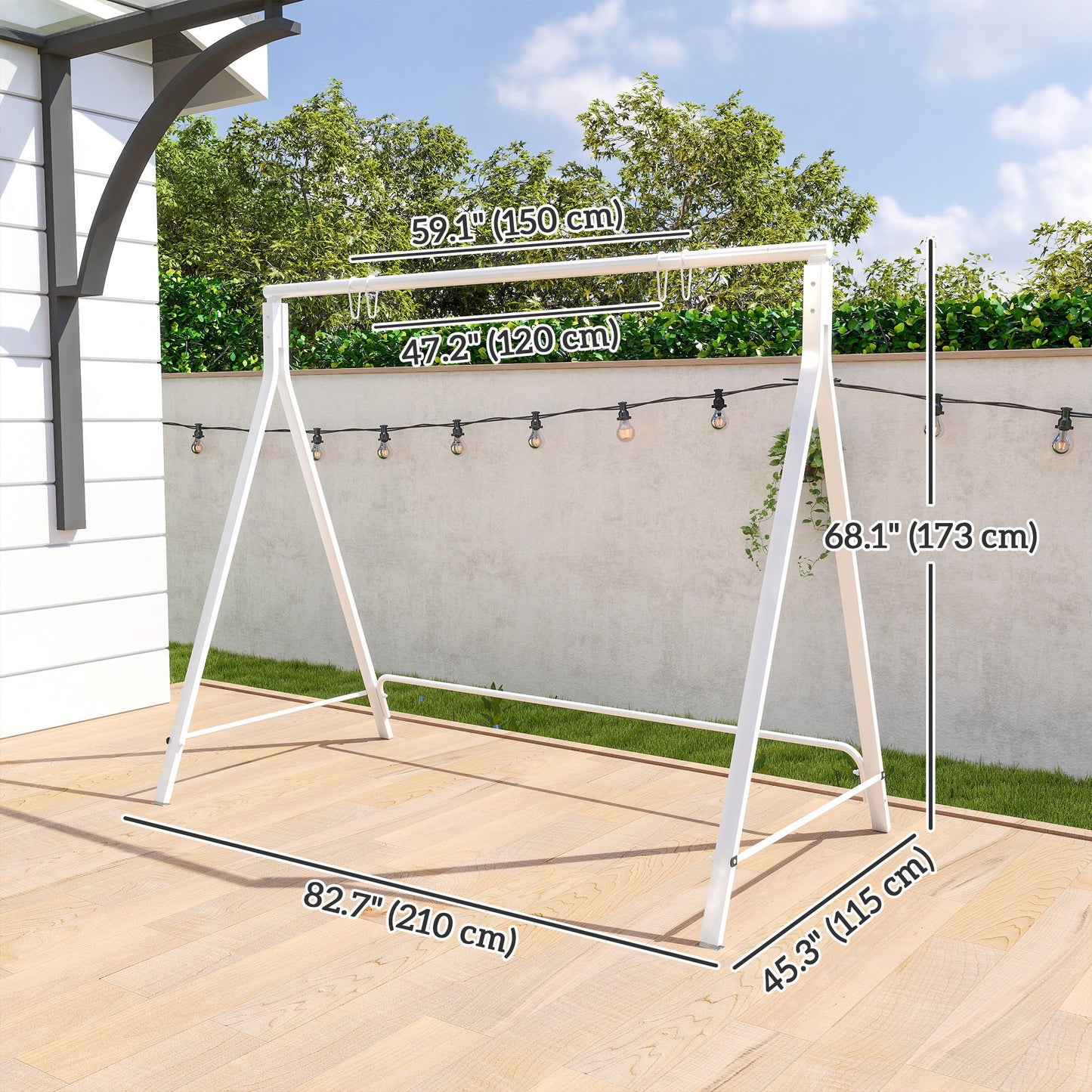 Metal Swing Stand Swing Frame, Hanging Chair Stand Only, 528 LBS Weight Capacity, for Backyard, Patio, Lawn, White