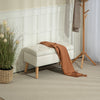 Storage Ottoman with Lid, Velvet Upholstered Storage Bench with Wood Legs for Living Room, Cream White