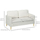 56" 2 Seat Sofa, Modern Love Seats Furniture, Upholstered 2 Seater Couch with Side Pockets, Solid Wood Frame, White