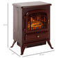 16" Free Standing Electric Fireplace Portable Adjustable Stove with Heater Wood Burning Flame 750/1500W Red Brown