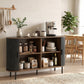 55" Mid-Century Fluted Sideboard with Sliding Doors - Black