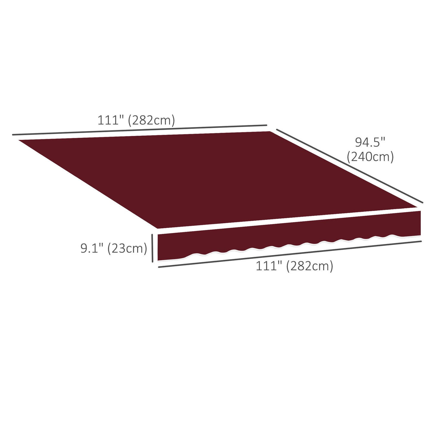 9' x 8' Outdoor Sunshade Canopy Awning Cover, Retractable Awning Fabric Replacement, UV Protection, Wine Red