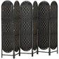 Bohemian Privacy Screen, Folding Room Divider with 6 Panels and Arched Top for Bedroom Living Room Office, Black