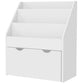 Kids Bookshelf with 3 Tier Display Shelves, Drawer for Nursery, White