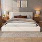 King Size Upholstered Platform Bed with Supportive Slats & Rubber Wood, Soft-Pack Bed with Embedded Frame, 94.5'' L x 88'' W x 37'' H, Beige