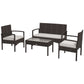 4 Pieces Patio Furniture Set with Loveseat Sofa, Armchairs, Glass Table, Outdoor Wicker Conversation Sofa Set, White