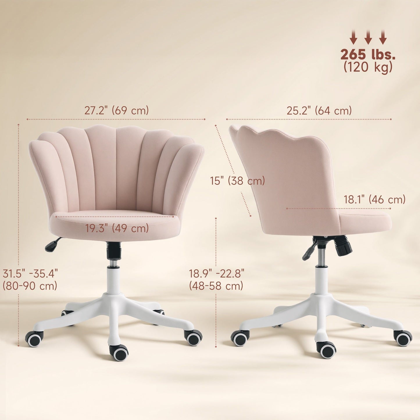 Armless Swivel Office Chair with Tilt - Pink