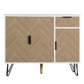 Modern Storage Cabinet with Drawer and Adjustable Shelves, Sideboard with Soft-Close Hinges, 35.5" L x 11.5" W x 28.5" H, White+Wood