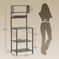 Baker's Rack with Charing Station, Microwave Shelf with Power Outlet, USB Charger and 5 Hooks, Distressed Grey