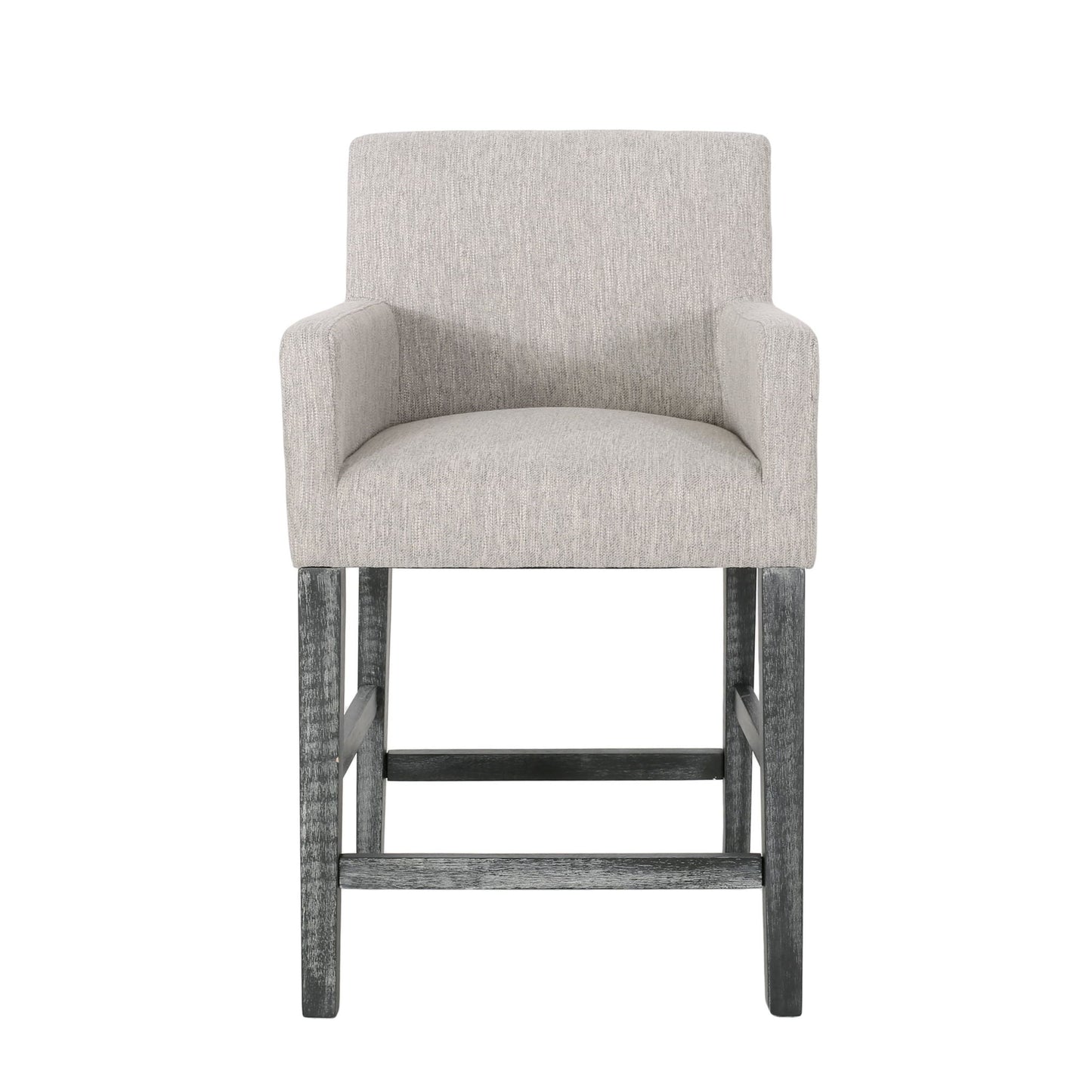 Contemporary Upholstered Counter Stool with Rubberwood Frame, Easy Assembly with Included Tools, 24" L x 23" W x 39.5" H, Light Grey